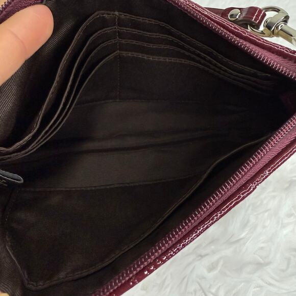 COACH y2k Brown Burgundy Signature Wristlet w/ Card Slots - Picture 7 of 9
